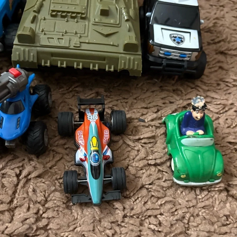 Toy Car Bundle Lot Army Tank Dinosaur Monster Truck Jeep Police Archie